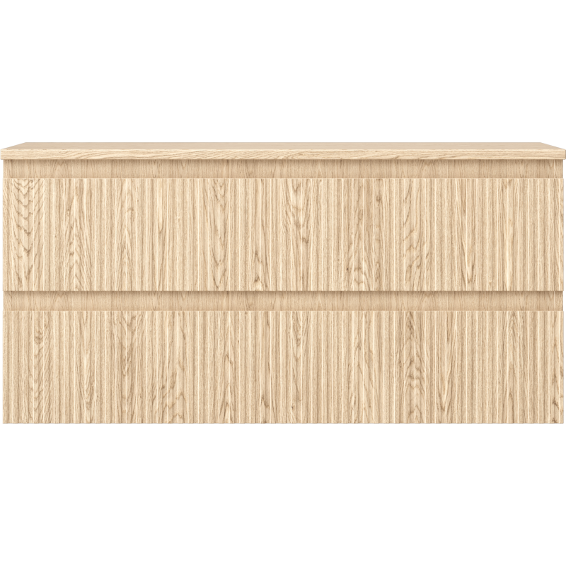 Mexen Rivel vonios kambario spintelė po praustuvu, 100 cm su stalviršiu, 2 stalčiai, grioveliuota, ąžuolinis