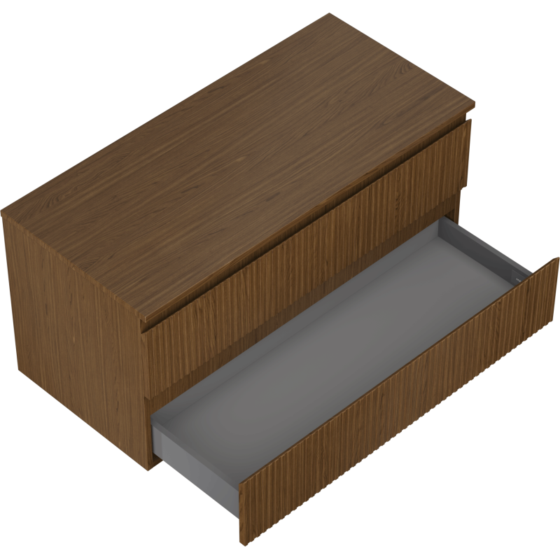 Mexen Rivel vonios spintelė po praustuvu 100 cm su stalviršiu, 2 stalčiai, rifliuota, riešutas - 91A20-10047-2-BFFC86