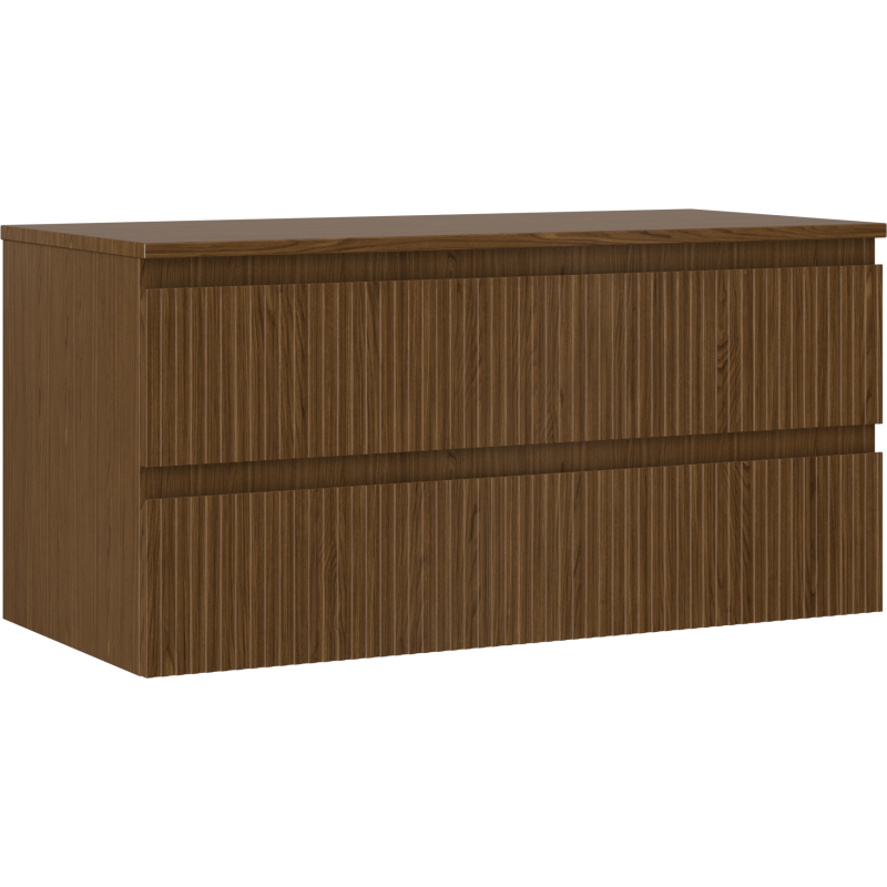 Mexen Rivel vonios spintelė po praustuvu 100 cm su stalviršiu, 2 stalčiai, rifliuota, riešutas - 91A20-10047-2-BFFC86