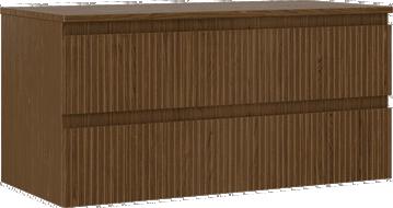 Mexen Rivel vonios spintelė po praustuvu 100 cm su stalviršiu, 2 stalčiai, rifliuota, riešutas - 91A20-10047-2-BFFC86