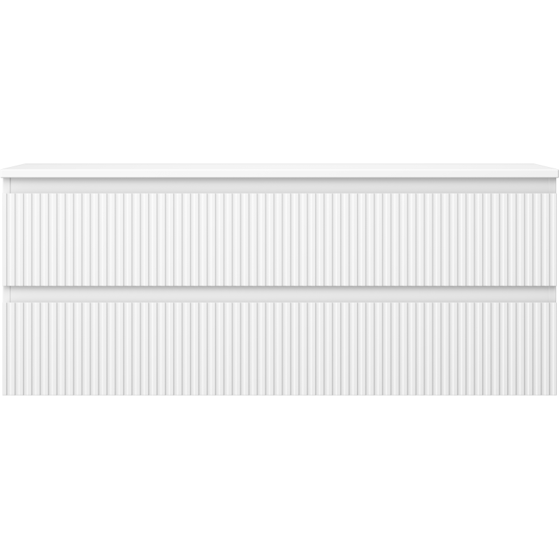 Mexen Rivel vonios spintelė po praustuvu 120 cm su stalviršiu, 2 stalčiai, rifliuota, balta matinė - 91A20-12047-2-BFFC01