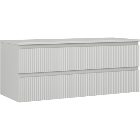 Mexen Rivel vonios spintelė po kriaukle 120 cm su stalviršiu, 2 stalčiai, rifliuota, pilka matinė - 91A20-12047-2-BFFC62