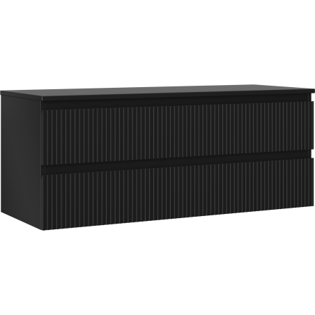 Mexen Rivel vonios spintelė po praustuvu 120 cm su stalviršiu, 2 stalčiai, grioveliuota, juoda matinė - 91A20-12047-2-BFFC71
