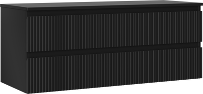 Mexen Rivel vonios spintelė po praustuvu 120 cm su stalviršiu, 2 stalčiai, grioveliuota, juoda matinė - 91A20-12047-2-BFFC71