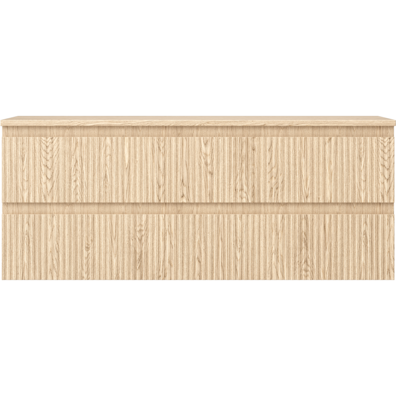 Mexen Rivel vonios spintelė po praustuvu 120 cm su stalviršiu, 2 stalčiai, rifliuota, ąžuolas - 91A20-12047-2-BFFC81