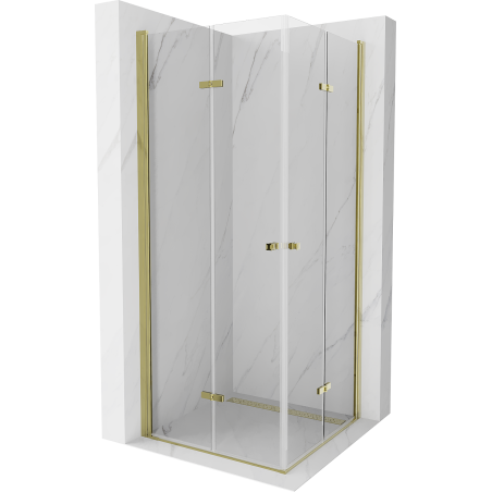 Mexen Lima Duo sulankstoma dušo kabina 70 x 70 cm, skaidri, auksinė - 856-070-070-50-00-02