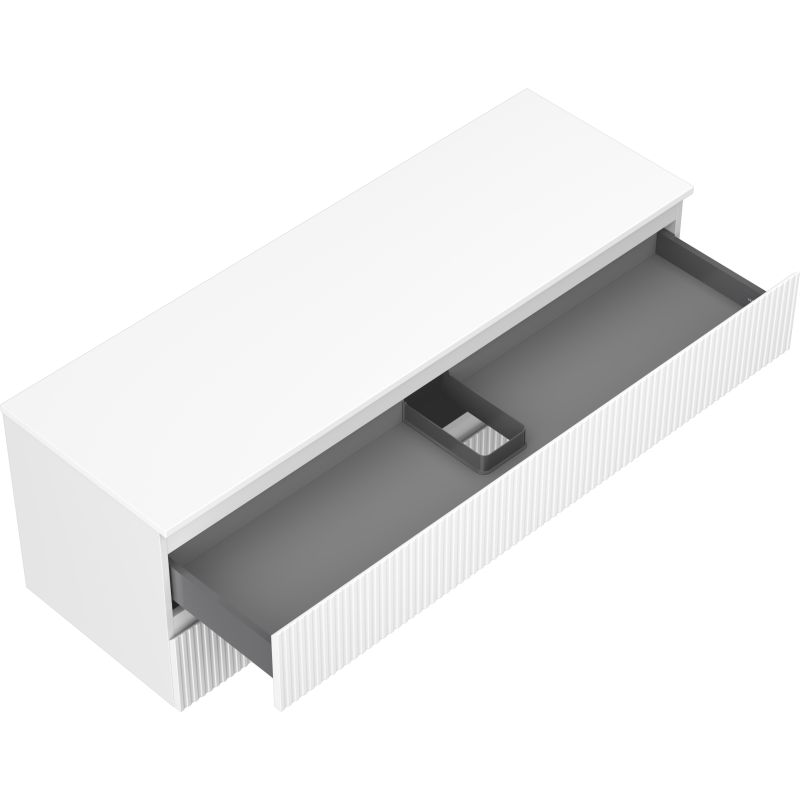 Mexen Rivel vonios spintelė po praustuvu 140 cm su stalviršiu, 2 stalčiai, reljefinė, matinė balta - 91A20-14047-2-BFFC01
