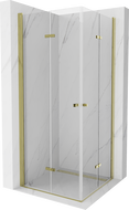 Mexen Lima Dviguba sulankstoma dušo kabina 80 x 80 cm, permatoma, auksinė - 856-080-080-50-00-02