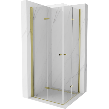Mexen Lima Duo sulankstoma dušo kabina 90 x 90 cm, Skaidrus, Auksinė - 856-090-090-50-00-02