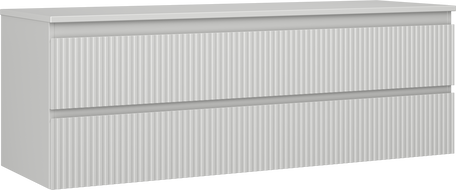 Mexen Rivel vonios kambario spintelė po praustuvu 140 cm su stalviršiu, 2 stalčiais, su grioveliais, pilka matinė