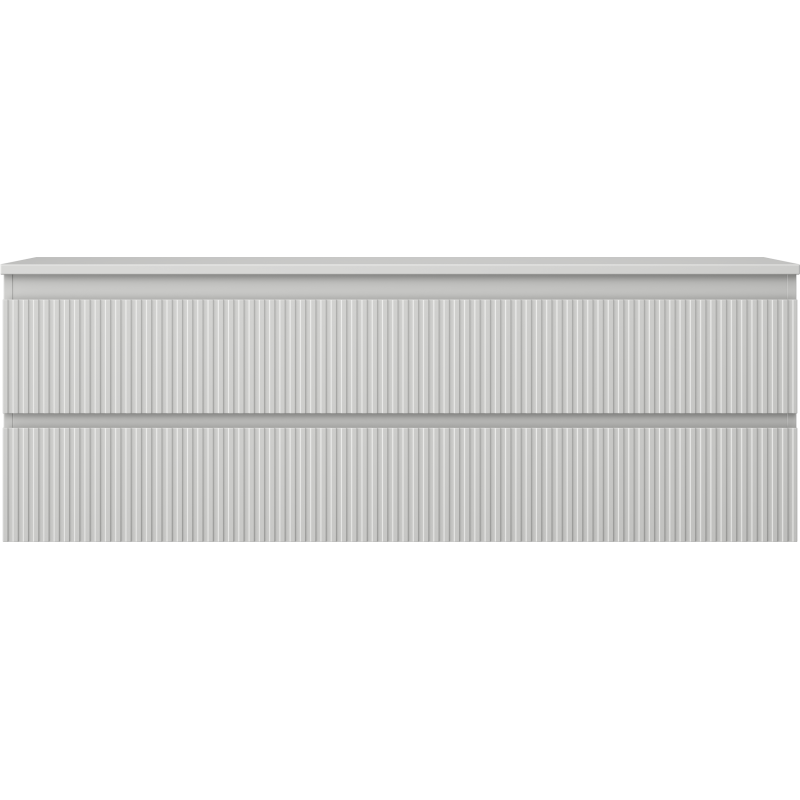 Mexen Rivel vonios kambario spintelė po praustuvu 140 cm su stalviršiu, 2 stalčiais, su grioveliais, pilka matinė