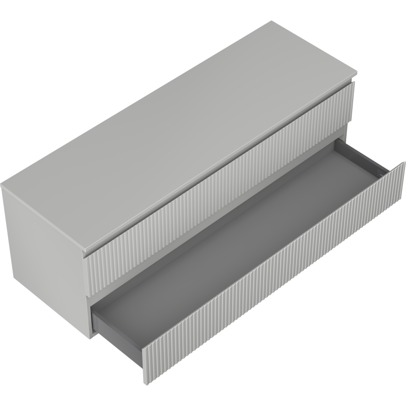 Mexen Rivel vonios kambario spintelė po praustuvu 140 cm su stalviršiu, 2 stalčiais, su grioveliais, pilka matinė