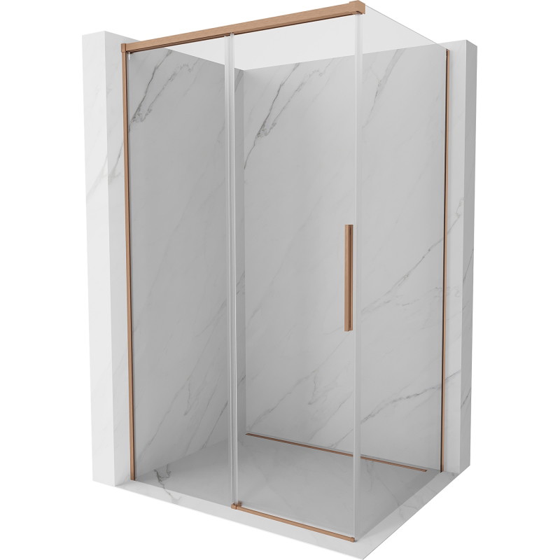 Mexen Rox stumdomos dušo kabina 135 x 90 cm, permatomas, šlifuotas varis - 8C2-135-090-65-00