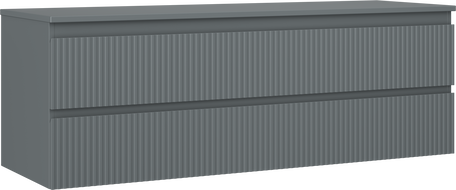 Mexen Rivel vonios spintelė po kriaukle 140 cm su stalviršiu, 2 stalčiai, grioveliuotas, matinė grafito - 91A20-14047-2-BFFC66