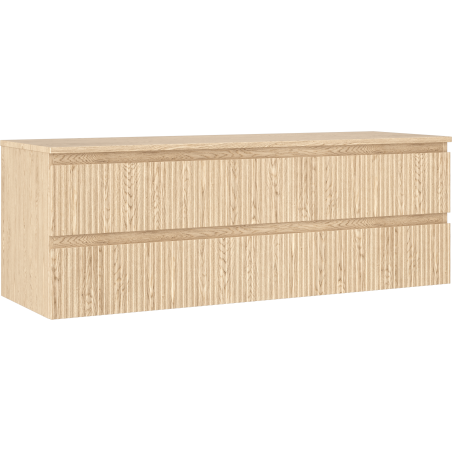 Mexen Rivel vonios kambario spintelė po praustuvu 140 cm su stalviršiu, 2 stalčiai, rifliuota, ąžuolo - 91A20-14047-2-BFFC81