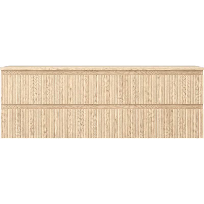 Mexen Rivel vonios kambario spintelė po praustuvu 140 cm su stalviršiu, 2 stalčiai, rifliuota, ąžuolo - 91A20-14047-2-BFFC81