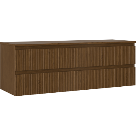 Mexen Rivel vonios spintelė po praustuvu 140 cm su stalviršiu, 2 stalčiais, briaunuota, riešutas - 91A20-14047-2-BFFC86