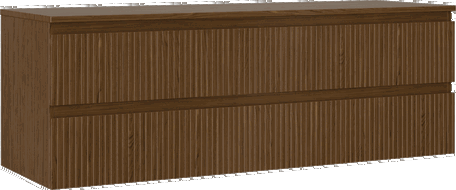 Mexen Rivel vonios spintelė po praustuvu 140 cm su stalviršiu, 2 stalčiais, briaunuota, riešutas - 91A20-14047-2-BFFC86