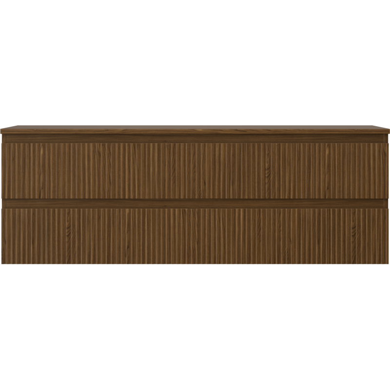 Mexen Rivel vonios spintelė po praustuvu 140 cm su stalviršiu, 2 stalčiais, briaunuota, riešutas - 91A20-14047-2-BFFC86