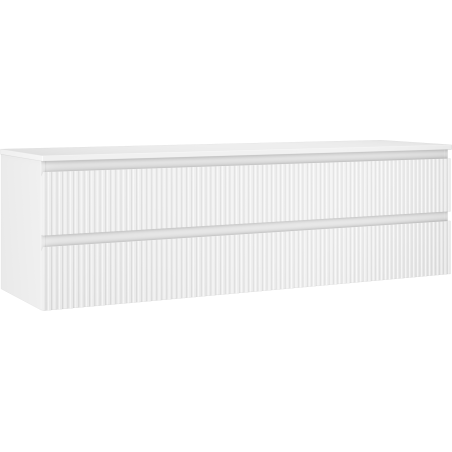 Mexen Rivel vonios spintelė su stalviršiu po praustuvu, 160 cm, 2 stalčiai, rifliuota, matiniu baltu paviršiumi