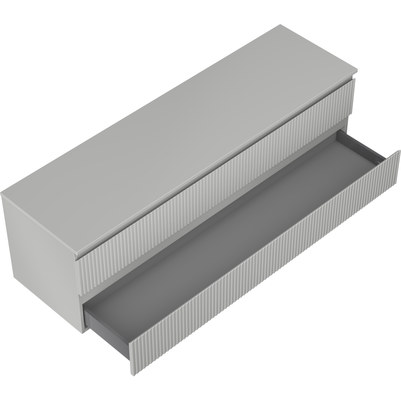 Mexen Rivel vonios spintelė po praustuvu 160 cm su stalviršiu, 2 stalčiai, rifliuota, pilka matinė - 91A20-16047-2-BFFC62