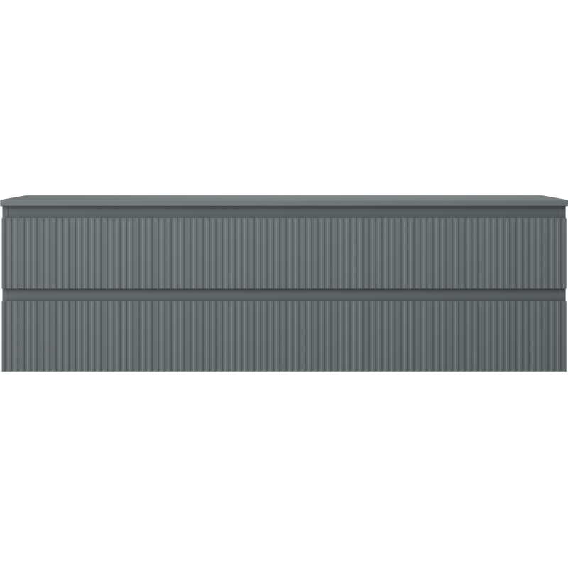 Mexen Rivel vonios kambario spintelė po praustuvu 160 cm su stalviršiu, 2 stalčiai, rifliuota, matinė grafito spalva