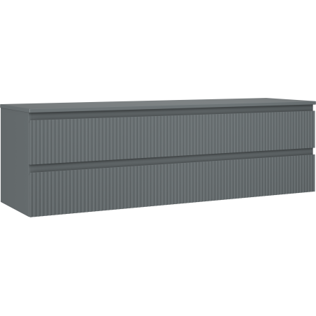 Mexen Rivel vonios kambario spintelė po praustuvu 160 cm su stalviršiu, 2 stalčiai, rifliuota, matinė grafito spalva