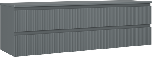 Mexen Rivel vonios kambario spintelė po praustuvu 160 cm su stalviršiu, 2 stalčiai, rifliuota, matinė grafito spalva