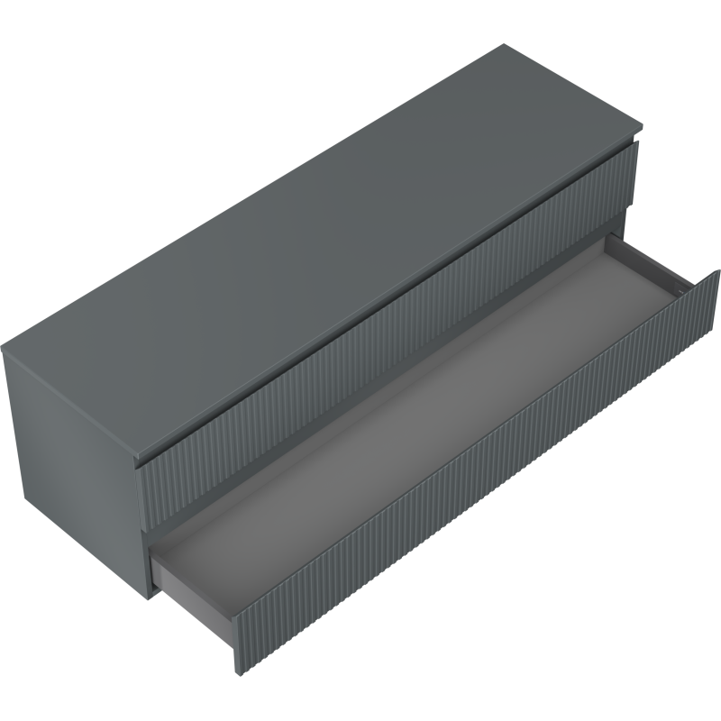 Mexen Rivel vonios kambario spintelė po praustuvu 160 cm su stalviršiu, 2 stalčiai, rifliuota, matinė grafito spalva