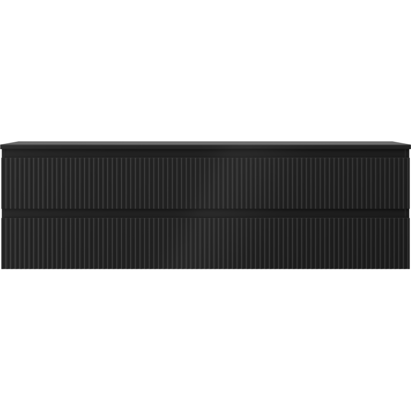 Mexen Rivel vonios spintelė po praustuvu 160 cm su stalviršiu, 2 stalčiai, grioveliuota, juoda matinė - 91A20-16047-2-BFFC71