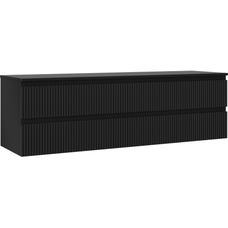 Mexen Rivel vonios spintelė po praustuvu 160 cm su stalviršiu, 2 stalčiai, grioveliuota, juoda matinė - 91A20-16047-2-BFFC71