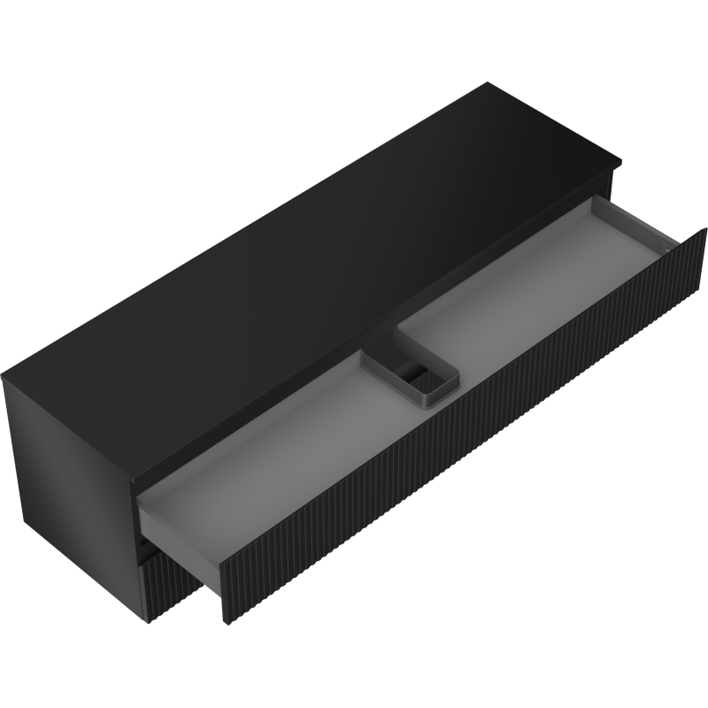 Mexen Rivel vonios spintelė po praustuvu 160 cm su stalviršiu, 2 stalčiai, grioveliuota, juoda matinė - 91A20-16047-2-BFFC71
