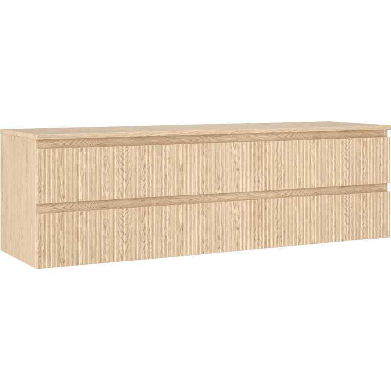 Mexen Rivel vonios spintelė 160 cm su stalviršiu, 2 stalčiai, rifliuota, ąžuolas - 91A20-16047-2-BFFC81