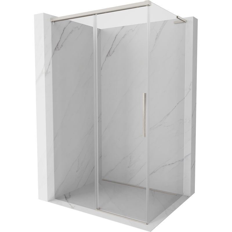 Mexen Rox L stumdomos dušo durys 120 x 110 cm, skaidrios, šlifuotas nikelis - 8C2L-120-110-97-00