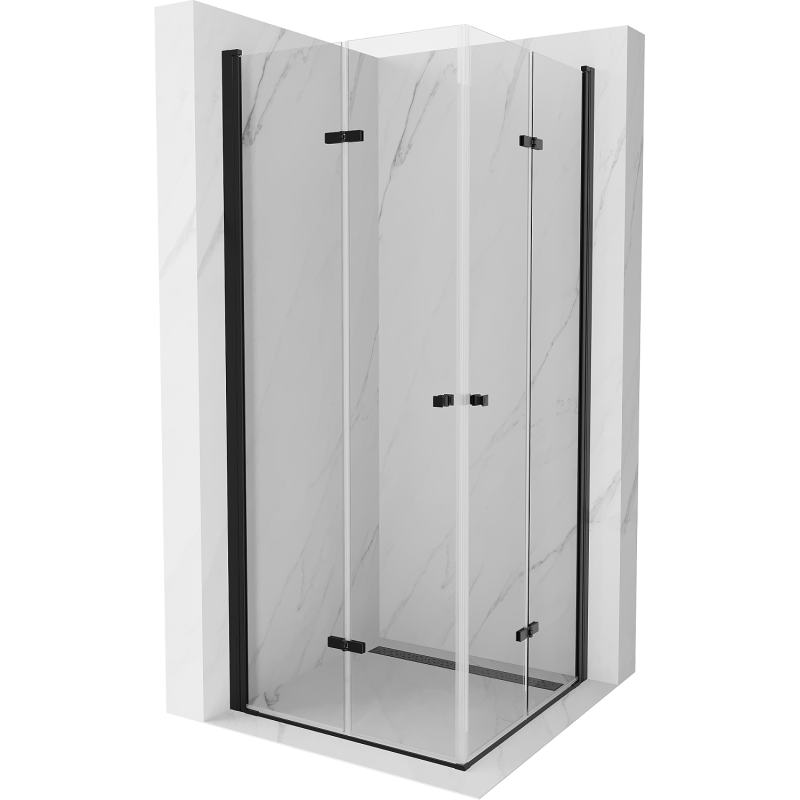 Mexen Lima Duo sulankstoma dušo kabina 70 x 70 cm, Skaidrus, Juoda - 856-070-070-70-00-02