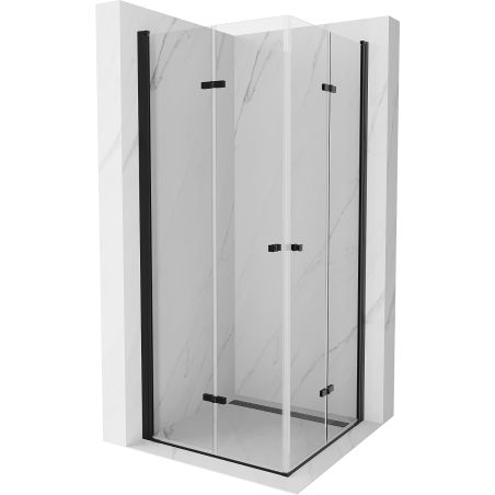 Mexen Lima Dviguba sulankstoma dušo kabina 80 x 80 cm, permatoma, juoda - 856-080-080-70-00-02