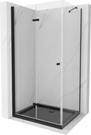 Mexen Lima sulankstoma dušo kabina 100 x 90 cm, Skaidrus, Juoda + dušo padėklas Flat, Juoda - 856-100-090-70-00-4070B