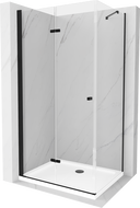 Mexen Lima sulankstoma dušo kabina 70 x 80 cm, Skaidrus, Juoda + dušo padėklas Flat, Balta - 856-070-080-70-00-4010B