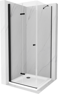 Mexen Lima sulankstoma dušo kabina 80 x 80 cm, permatoma, juoda + Flat padėklas, baltas - 856-080-080-70-00-4010B