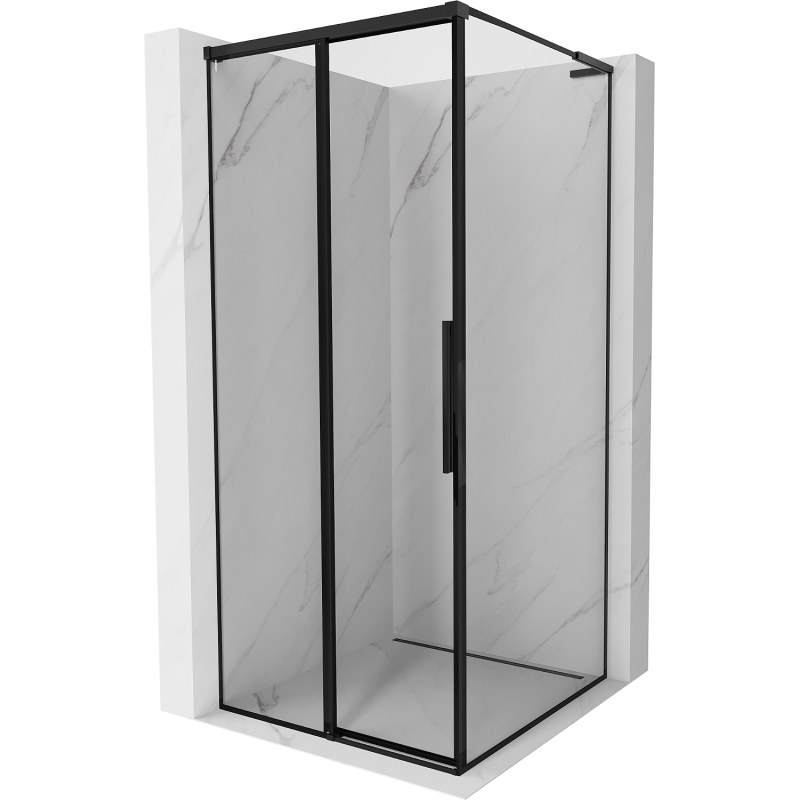 Mexen Rox L stumdomas dušo kabinas kairė 90 x 90 cm, juodas rėmas, juoda - 8C2L-090-090-70-70-L