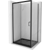 Mexen Apia stumdomos dušo kabina 140 x 80 cm, skaidri, juoda + Flat padėklas, juodas - 840-140-080-70-00-4070B