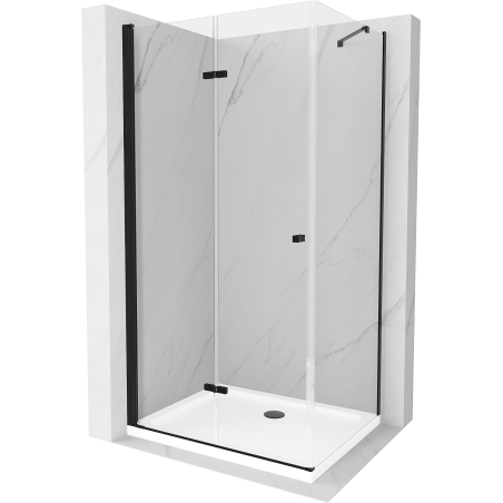 Mexen Lima sulankstoma dušo kabina 100 x 90 cm, Skaidrus, Juoda + dušo padėklas Flat, Balta - 856-100-090-70-00-4010B