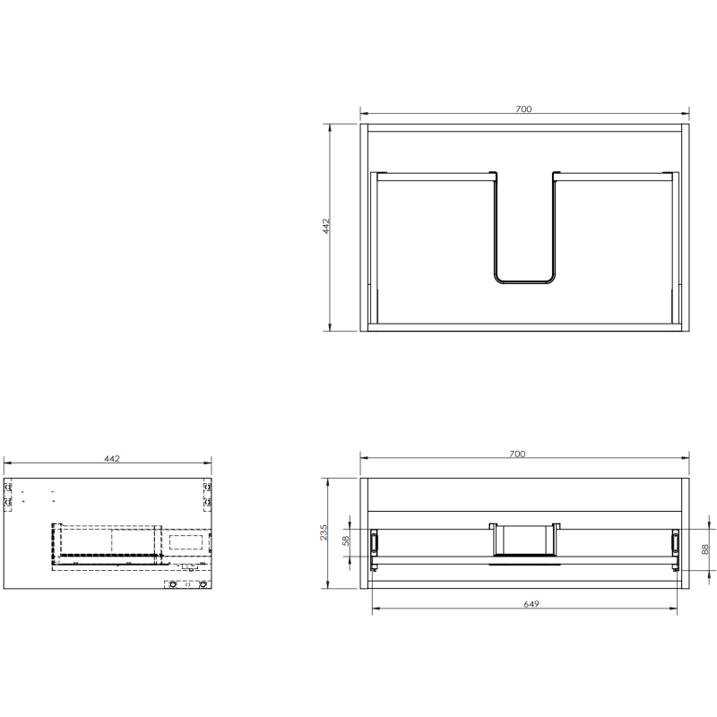 Mexen Orio vonios spintelė 70 cm su Otis kriaukle, 1 stalčius, grafito matinė/balta matinė - 91A10-07023-1-BF66-W18M01