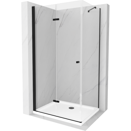 Mexen Lima sulankstoma dušo kabina 120 x 80 cm, Skaidrus, Juoda + dušo padėklas Flat, Balta - 856-120-080-70-00-4010B