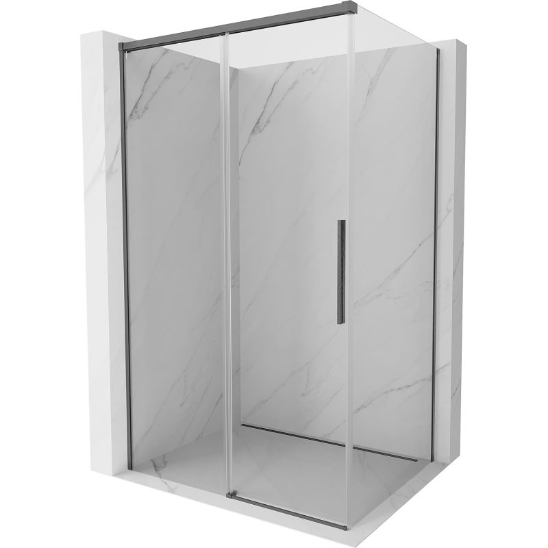 Mexen Rox stumdomos dušo kabina 145 x 85 cm, permatoma, šlifuotas pilkas - 8C2-145-085-66-00