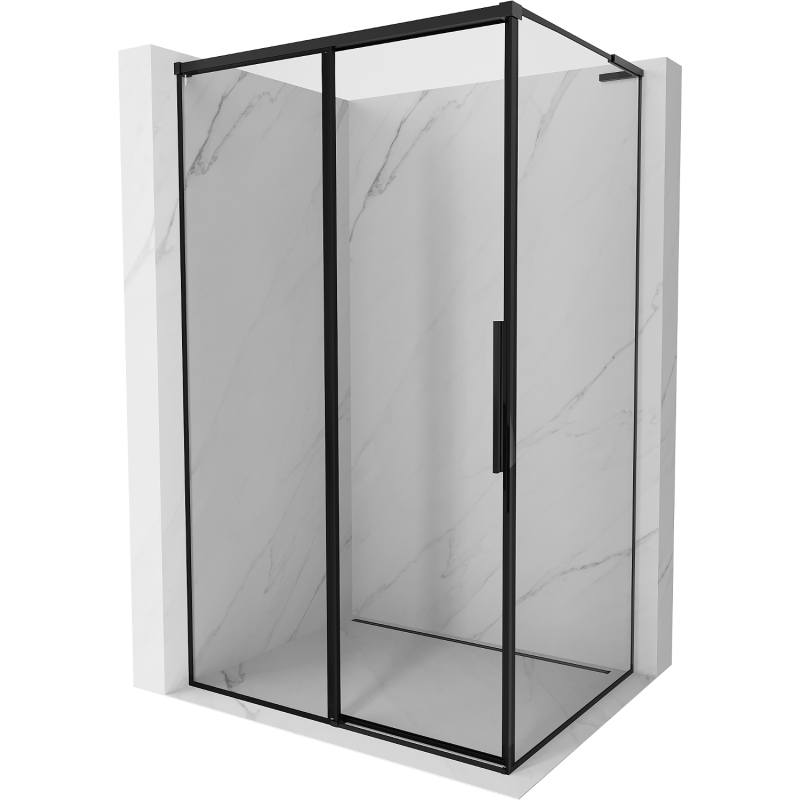 Mexen Rox L stumdomas kairysis dušo kabinas 105 x 120 cm, juodas rėmas, juodas - 8C2L-105-120-70-70-L