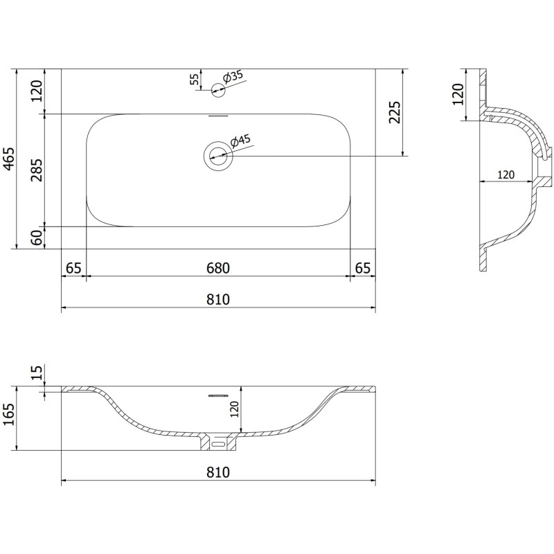 Mexen Orio vonios spintelė 80 cm su praustuvu Vela, 1 stalčius, matinė grafito/balta - 91A10-08023-1-BF66-W23M01