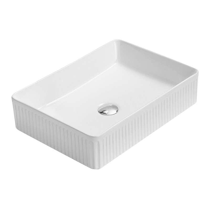 Mexen Grovo 51 x 37 cm ant stalviršio montuojamas rifliuotas praustuvas, baltas - 22305100