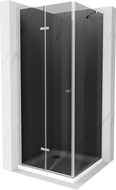 Mexen Lima sulankstoma dušo kabina 80 x 80 cm, grafitas, chromas + Flat padėklas, balta - 856-080-080-01-40-4010