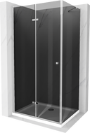 Mexen Lima sulankstoma dušo kabina 80 x 120 cm, grafitas, chromas + Flat dušo padėklas, baltas - 856-080-120-01-40-4010